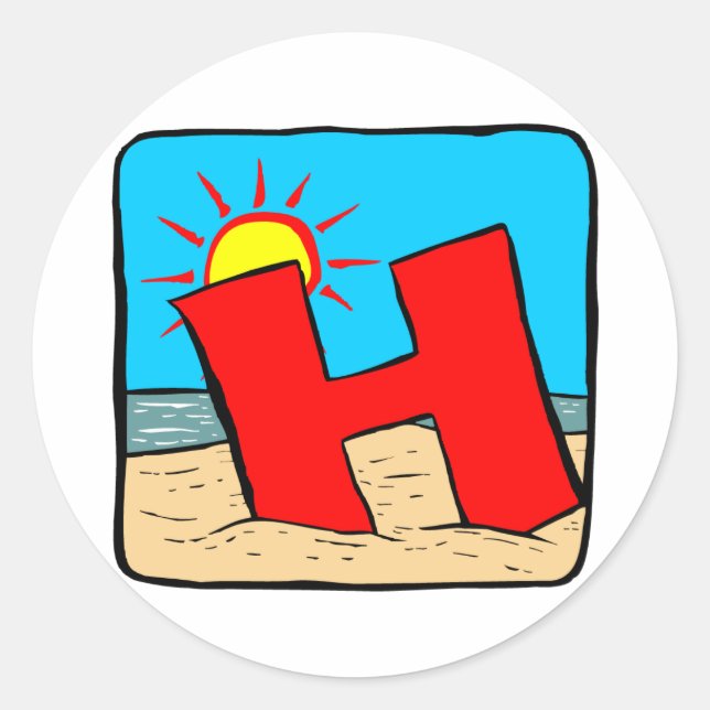 Beach Wedding Ideas Letter H Classic Round Sticker (Front)
