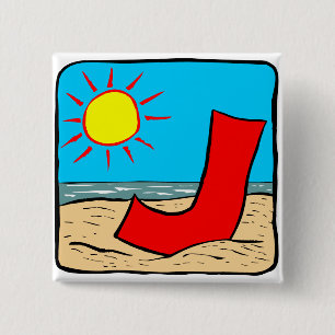 Beach Wedding Ideas Letter J 2 Inch Square Button