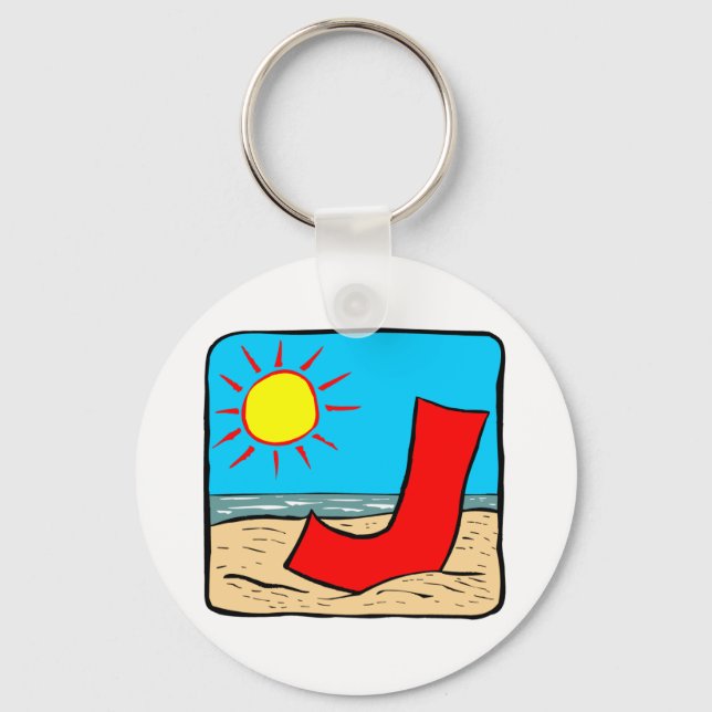 Beach Wedding Ideas Letter J Keychain (Front)