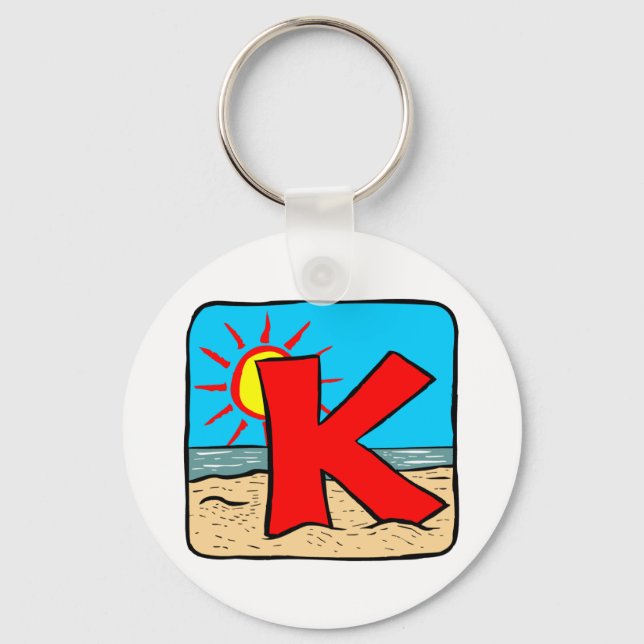 Beach Wedding Ideas Letter K Keychain (Front)