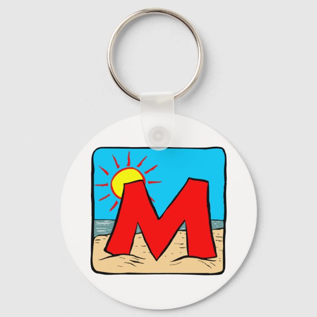 Beach Wedding Ideas Letter M Keychain (Front)