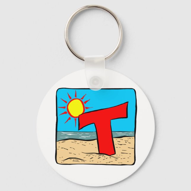 Beach Wedding Ideas Letter T Keychain (Front)