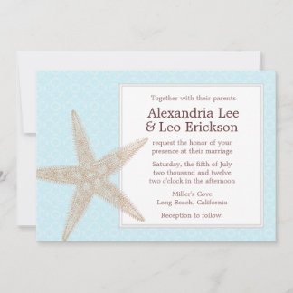 Beach Wedding Invitation - aqua floral