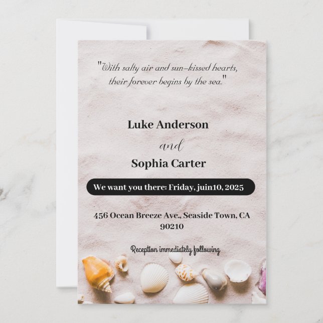 Beach Wedding Invitation Card  (Front)