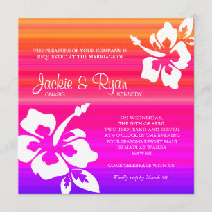 Beach Wedding Invitation Hibiscus Colourful