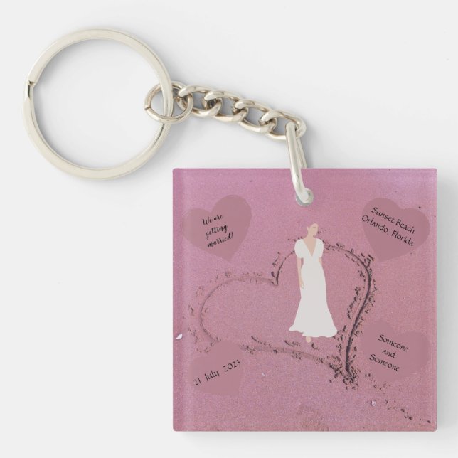 Beach Wedding  Invitation   Keychain (Front)