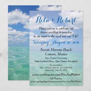 Beach Wedding Invitation - Ocean III Art on Back