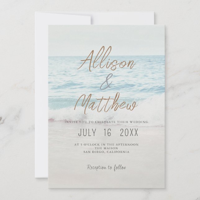 Beach Wedding Invitation Seaside/Oceanside Wedding (Devant)