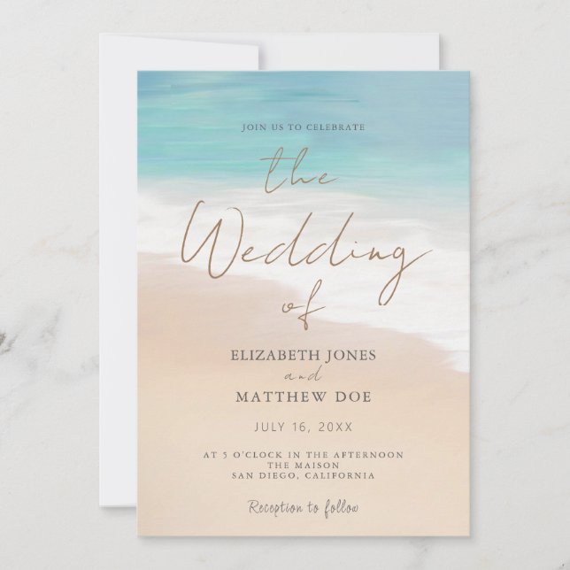Beach Wedding Invitation Seaside/Oceanside Wedding (Front)
