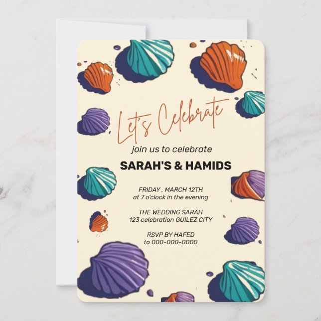 Beach Wedding Invitation / Watercolour Wedding Inv (Front)