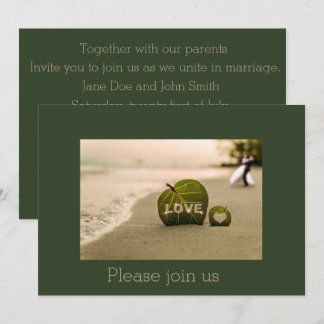 Beach wedding invitation with love