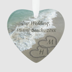 Beach Wedding Keepsake Interlocking Hearts Ornament