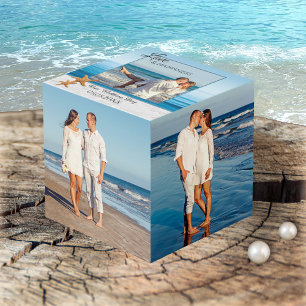 Beach Wedding Keepsake Photo Cube
