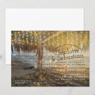 Beach Wedding Light String Personalized Invitation