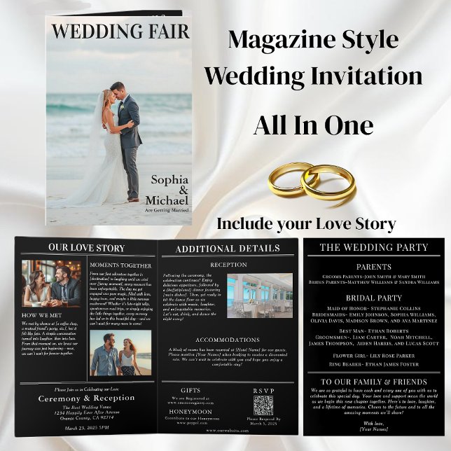 Beach Wedding Magazine Cover Invitation (Beach Wedding Magazine Cover Invitation All in One)