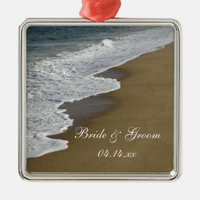 Beach Wedding Metal Ornament (Front)