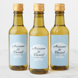 Beach Wedding Mini Wine Labels Seaside Beach Blue