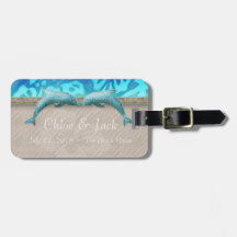 Beach Wedding Nautical Dolphin Travel Luggage Tag