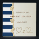 Beach Wedding Navy Rope,Hearts Stripes Binder<br><div class="desc">Beach wedding planner.</div>