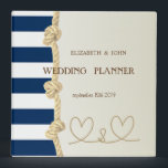 Beach Wedding Navy Rope,Hearts Stripes Binder<br><div class="desc">Beach wedding planner.</div>