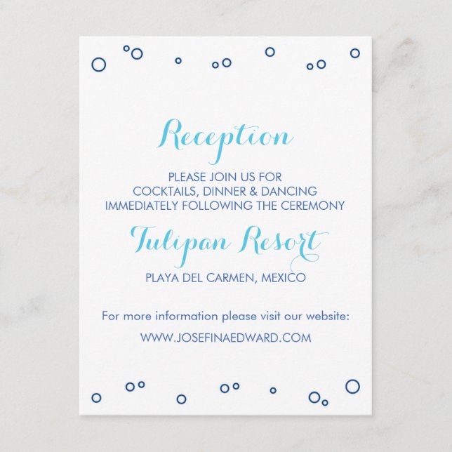 Beach Wedding Ocean Waves Reception Card (Front)