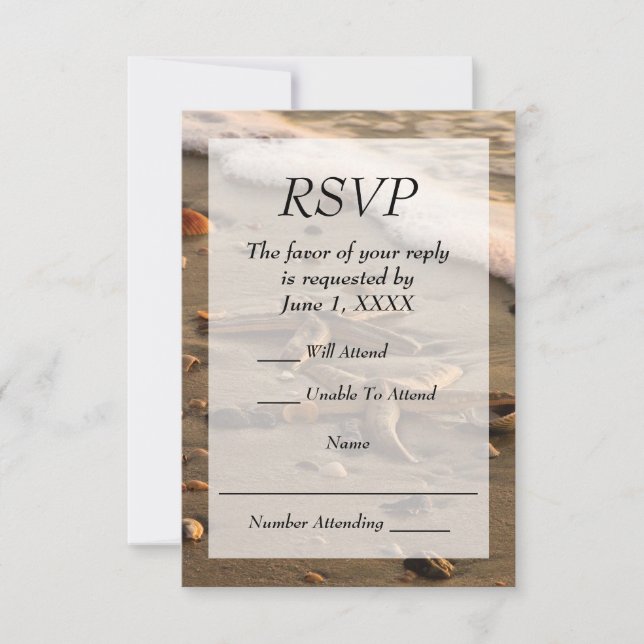Beach Wedding or event RSVP Card (Front)