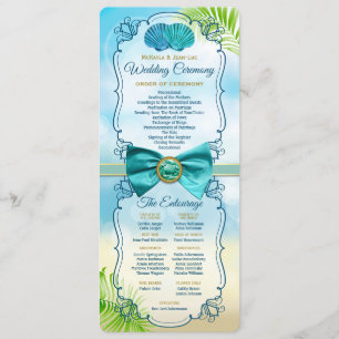 Beach Wedding Order of Ceremony Entourage Gem Bow Program