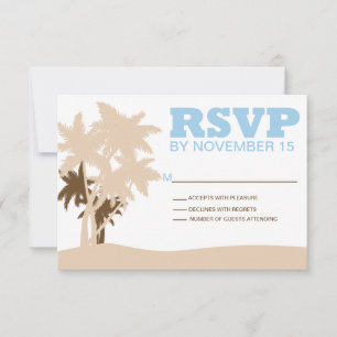 Beach Wedding Palm Trees RSVP Template Cards