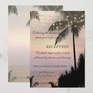 Beach Wedding Palms Sunset Reception Invitation