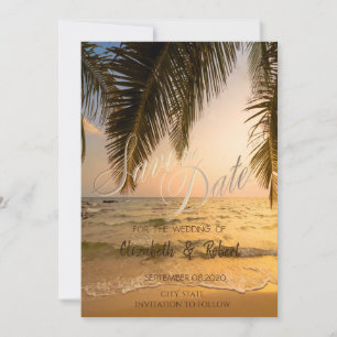 Beach Wedding,Palms Sunset Save The Date