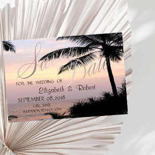 Beach Wedding Palms Sunset Save The Date