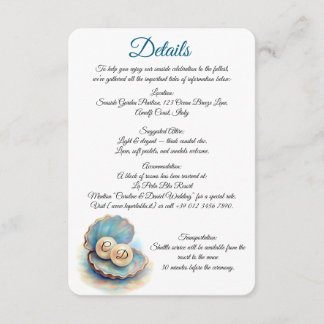 Beach Wedding Pearls Shell Elegant Ocean Theme  Enclosure Card