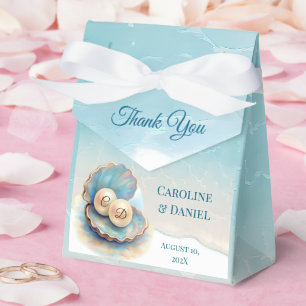Beach Wedding Pearls Shell Elegant Ocean Theme  Favor Box