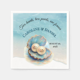 Beach Wedding Pearls Shell Elegant Ocean Theme  Napkin