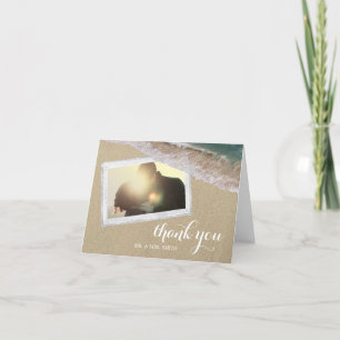 Beach Wedding Photo Thank You Card