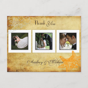 Beach Wedding Photos Thank you postcards