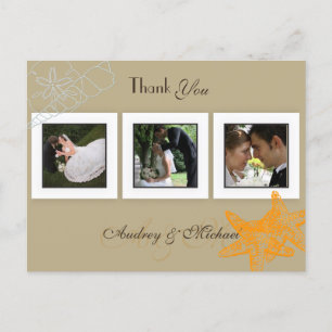 Beach Wedding Photos Thank you postcards