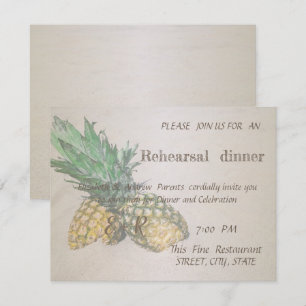 Beach Wedding Pineapple   Rehearsal Dinner Invitation