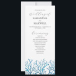 Beach Wedding Program<br><div class="desc">These beach wedding ceremony programs feature watercolor sea coral on the front and starfish on the back in shades of blue. Use the template fields to add your order of service. The card reverses to space to add your wedding party details. Order tea length printed cards or printable wedding programs....</div>