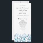 Beach Wedding Program<br><div class="desc">These beach wedding ceremony programs feature watercolor sea coral on the front and starfish on the back in shades of blue. Use the template fields to add your order of service. The card reverses to space to add your wedding party details. Order tea length printed cards or printable wedding programs....</div>
