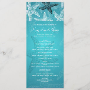 Beach Wedding Program Starfish Blue
