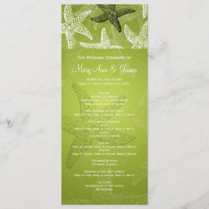 Beach Wedding Program Starfish Lime Green