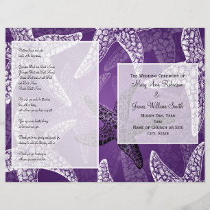 Beach Wedding Program Starfish Purple