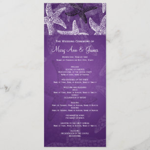Beach Wedding Program Starfish Purple