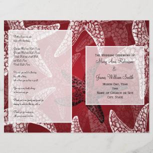 Beach Wedding Program Starfish Red