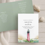 Beach Wedding Program Templates Lighthouse<br><div class="desc">Set the tone for your dream beach wedding with our exquisite program templates, adorned with a serene watercolor lighthouse and gentle ocean waves. Customize these templates effortlessly with your own text, making them a perfect match for tropical, destination, or beach-themed nuptials. For a wider selection of wedding processional order templates...</div>