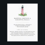Beach Wedding Programs Watercolor Lighthouse<br><div class="desc">This beach wedding programs features a watercolor Jupiter, Florida lighthouse in shades of red. The bride and grooms names and wedding program timeline are set classic typography. The wedding processional order reverses to a solid sage green. This double sided design is a nautical choice for seaside and destination weddings. Art...</div>