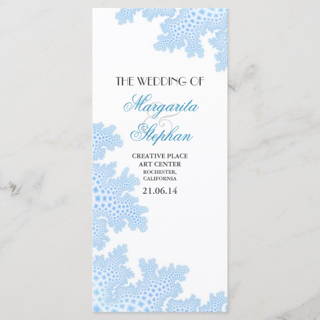 beach wedding programs with sea coral (Front)