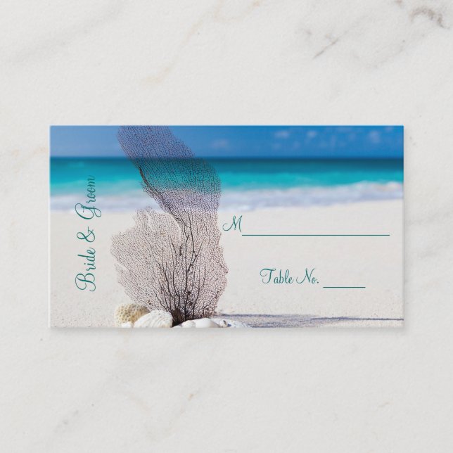 Beach Wedding Reception Place Card Setting Cards (Front)