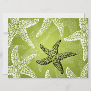 Beach Wedding Reception Starfish Lime Green Invitation